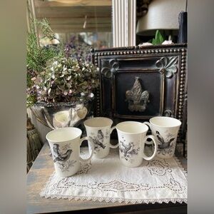 Gracie teaware Pasadena blackbirds white tea cup coffee mug fine China bird